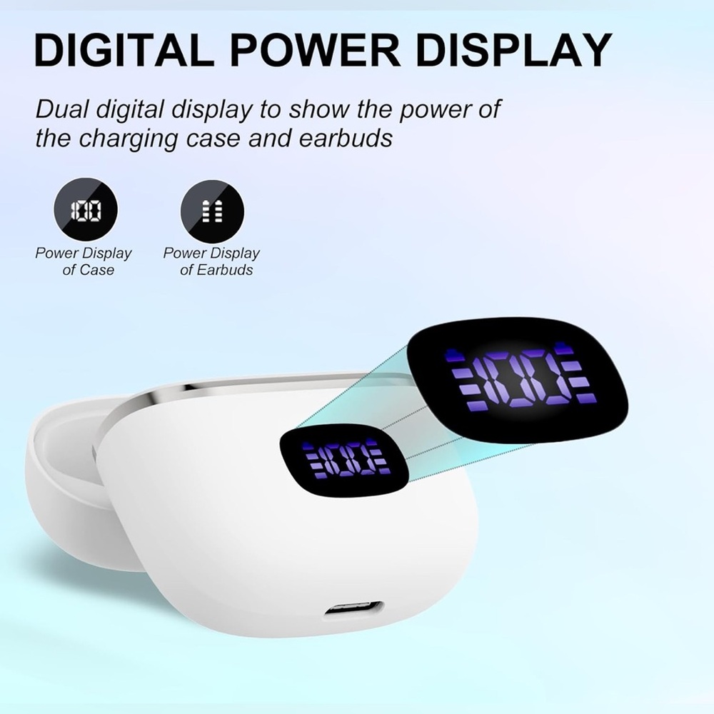 Bluetooth Earbuds w/ LED Display, 40-hour Playtime, IPX5 Waterproof - Picture 2 of 8